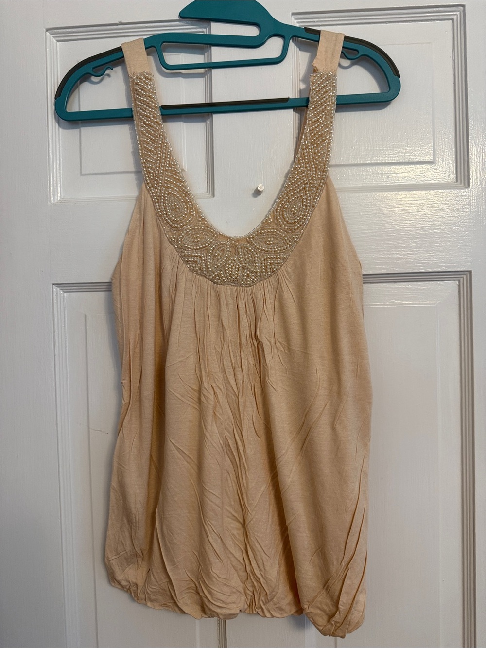 Forever 21 Beaded Scoop Neck Camisole - Cream